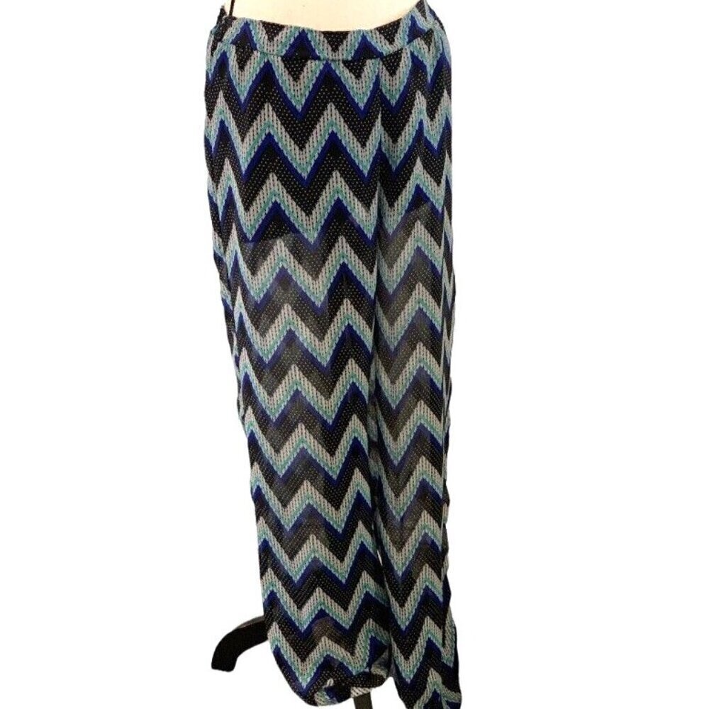 Heart Soul Womens Geometric Palazzo Pants Size L Lined Waistband